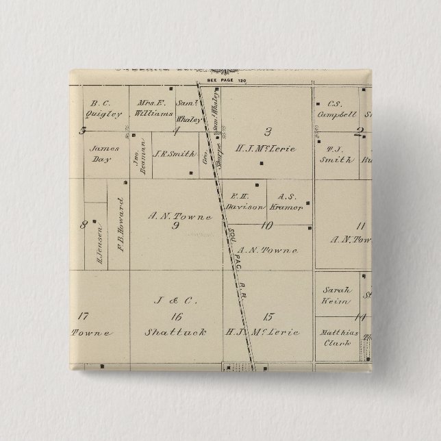 T24S R25E Tulare County Section Map Pinback Button (Front)