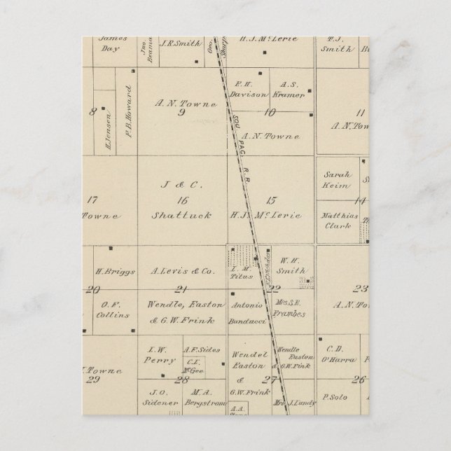 T24S R25E Tulare County Section Map Postcard (Front)