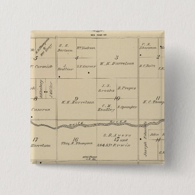 T24S R26E Tulare County Section Map Pinback Button (Front)