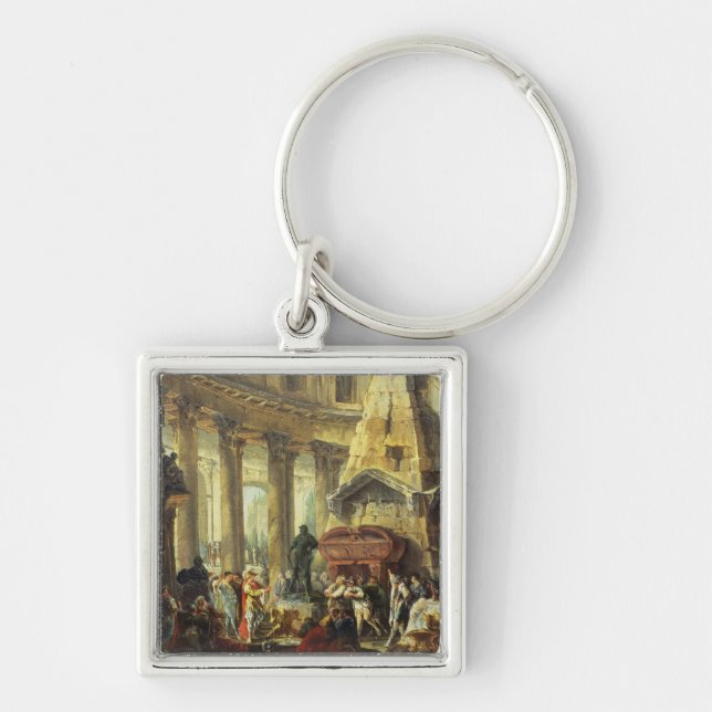 T28516 Alexander the Great visiting the Tomb of Ac Keychain (Front)