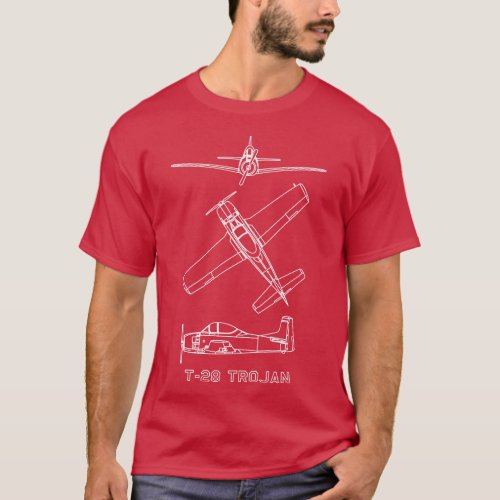 T28 Trojan American Military Trainer Plane Bluepri T_Shirt