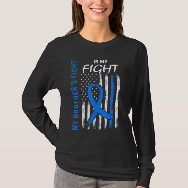 T2 Diabetes Awareness Brother American Flag His Fi T-Shirt (Front)