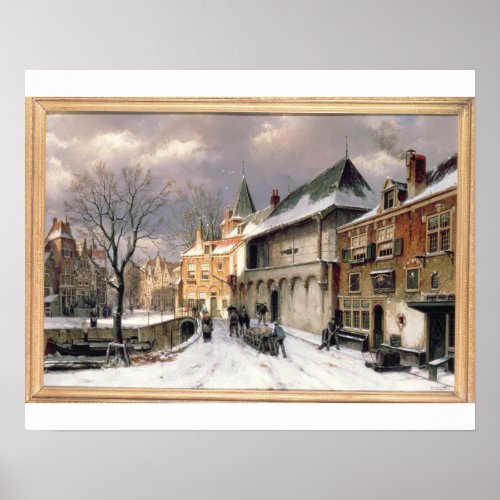T31117 A View of a Dutch Town in Winter Poster