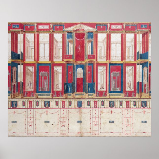 T31456 Study of a Roman Fresco, 1775 (w/c, gouache Poster (Front)