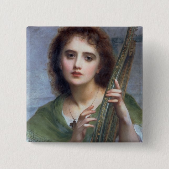 T31601 A Lady with Lyre (panel) Pinback Button (Front)