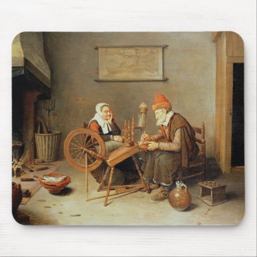 T31883 An interior with a old woman at a spinning Mouse Pad