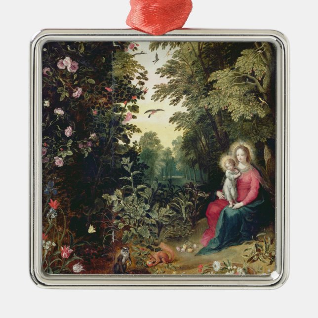 T32789 The Madonna and Child in a Landscape (panel Metal Ornament (Front)