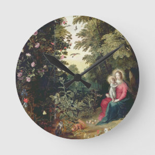 T32789 The Madonna and Child in a Landscape (panel Round Clock