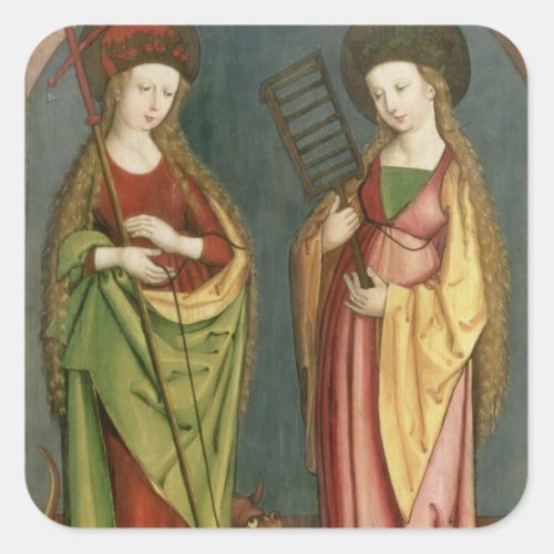 T32982 St Margaret of Antioch and St Faith c15 Square Sticker