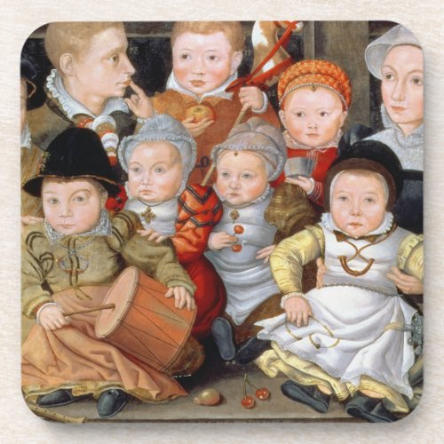 T33337 Portrait of a mother with her eight childre Drink Coaster