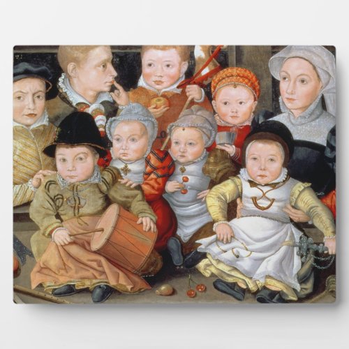 T33337 Portrait of a mother with her eight childre Plaque