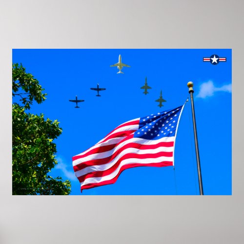 T_1A T_38C and T_6A US FLAG FLYPAST Poster