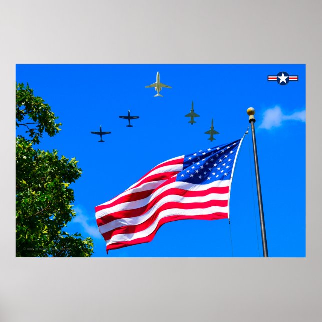 T-1A, T-38C and T-6A US FLAG FLYPAST Poster (Front)