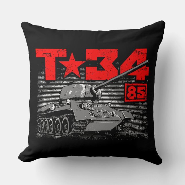 T-34-85 Soviet medium tank Throw Pillow (Front)
