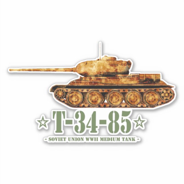 T-34-85 World War Two Soviet Medium Tank WWII Sticker (Front)