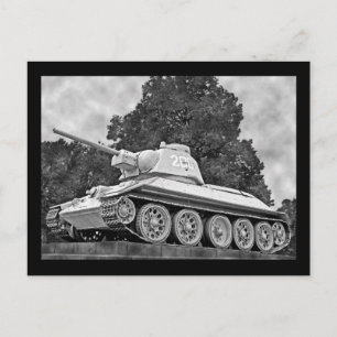 T-34 Russian Tank,Soviet Memorial,Berlin - B&W(2) Postcard