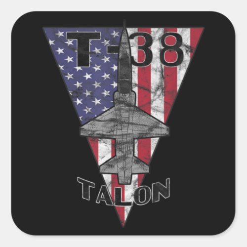 T_38 Talon Military Jet Trainer Airplane Patriotic Square Sticker