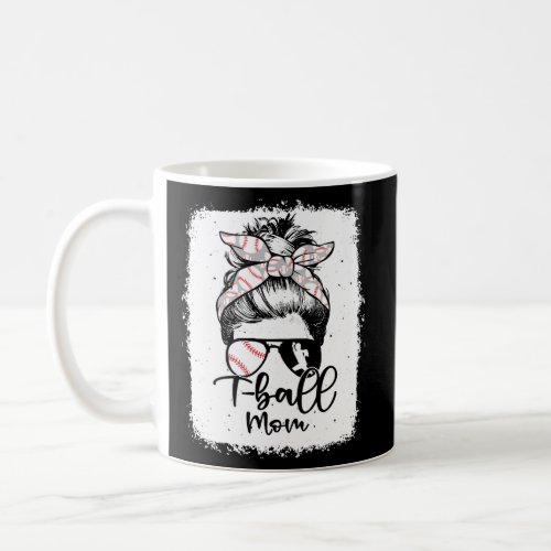 T Ball Mom Leopard Messy Bun Bleached Coffee Mug