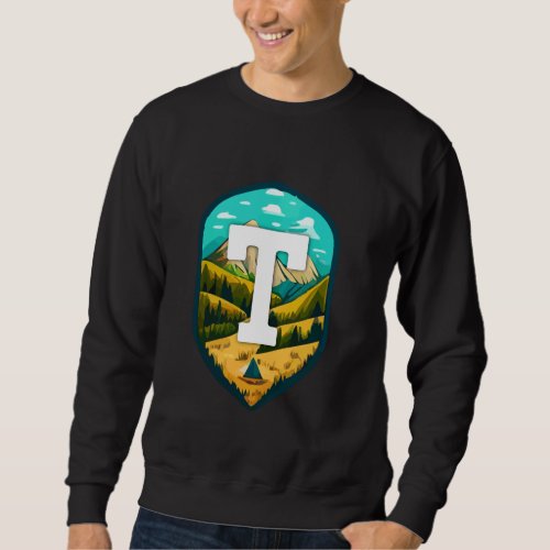 T Big Letter Mountain Camping Sweatshirt