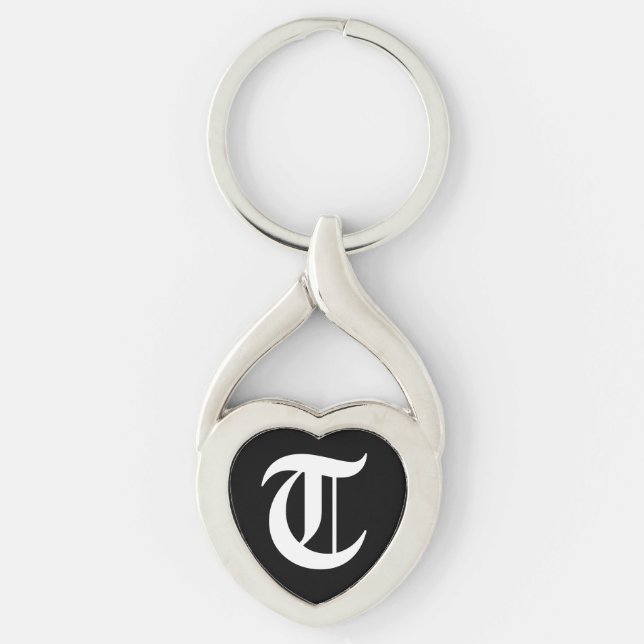 "T" Black Heart Keychain (Front)