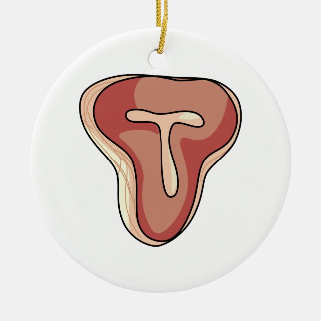 T-Bone Steak Ceramic Ornament (Front)