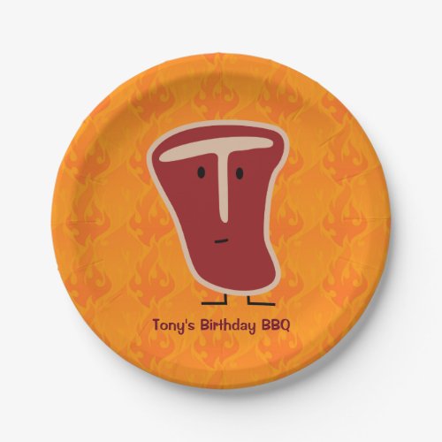 T_bone steak meat protein grilled beef fat bone paper plates