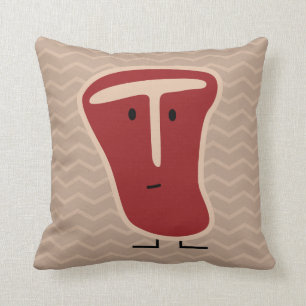 T-bone steak meat protein grilled beef fat bone throw pillow