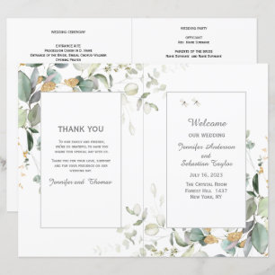 t Botanical Eucalyptus Greenery Wedding Program