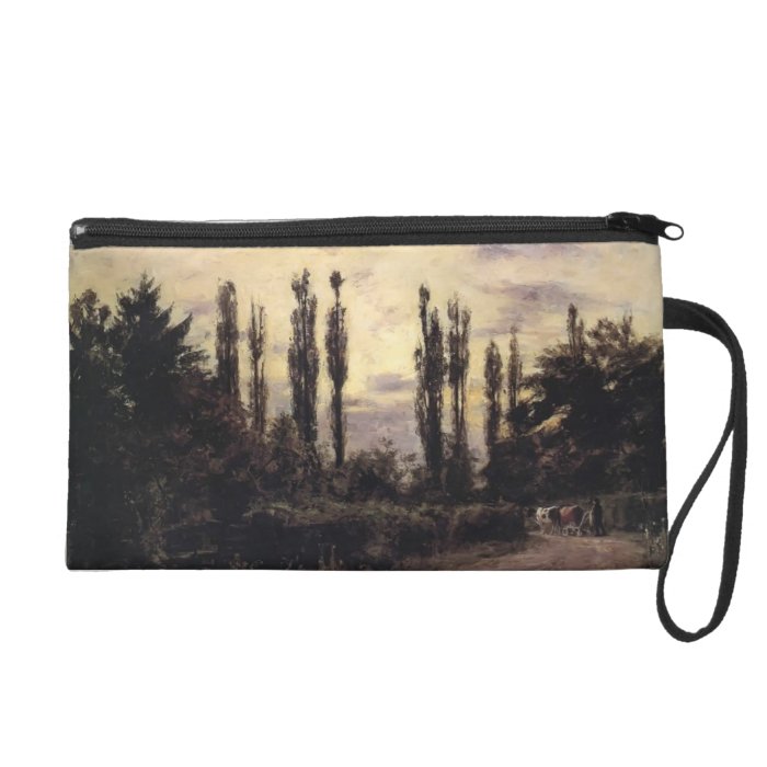 T. C. Steele  Evening Poplars and Roadway Wristlet Clutch