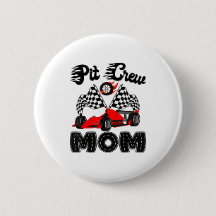 T Crew Mom Racing Car Birthday Boy Family Matching Button