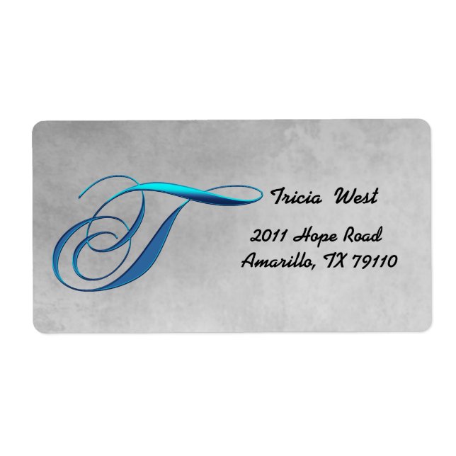 T Elegant Monogram Address Label (Front)