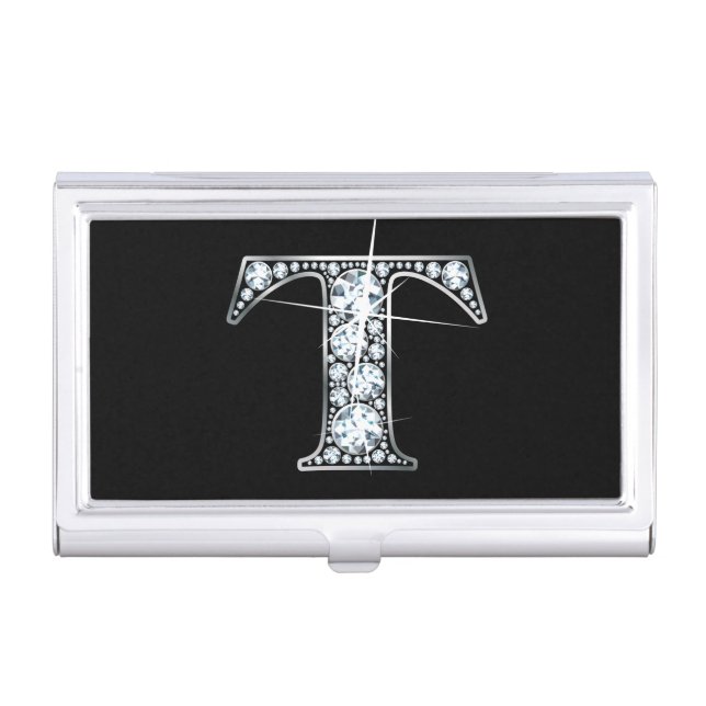 T Faux-"Diamond Bling" Business Card Case (Front)