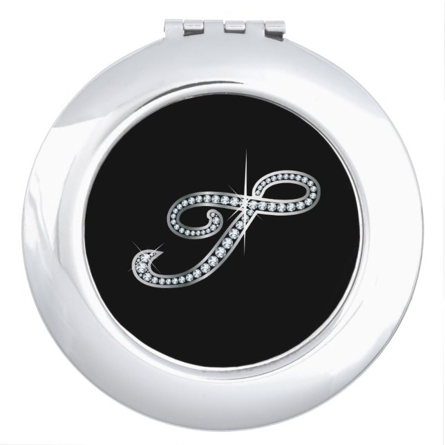 T Faux-"Diamond Bling" Pill Case Vanity Mirror (Front)