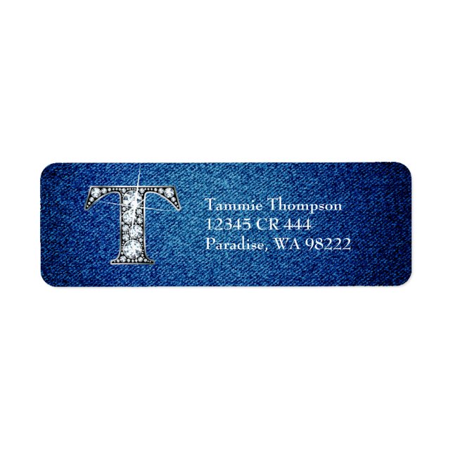 T Faux Diamond on Denim Return Address Label (Front)