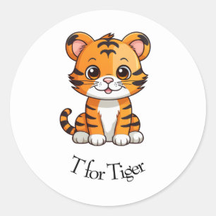 T for Tiger Classic Round Sticker