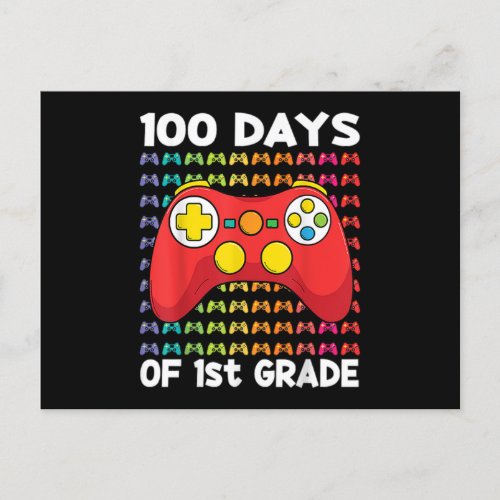 t Grade 100 Days Of School Gamer Boy Costume Contr Invitation Postcard