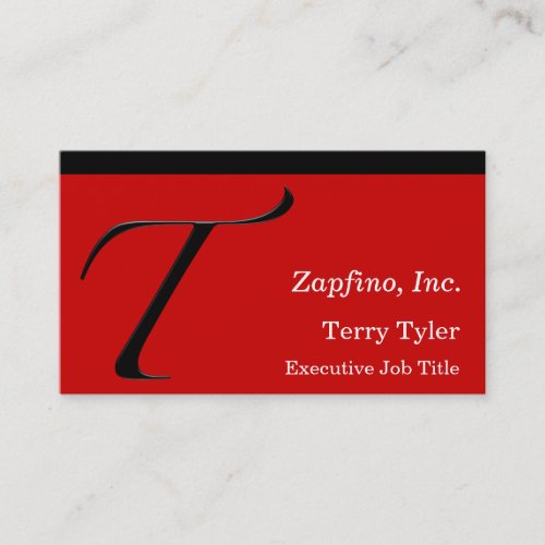 T - Zapfino Initial on Red Business Cards