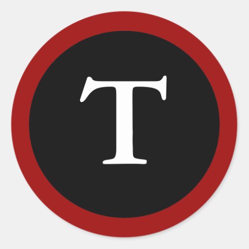 T  Initial T Letter T  Red White  Black Sticker
