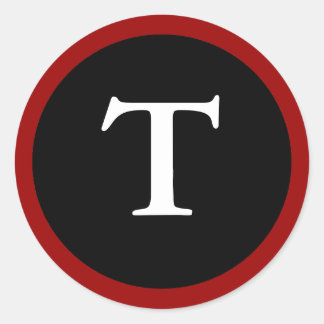 T : Initial T Letter T Red, White & Black Sticker
