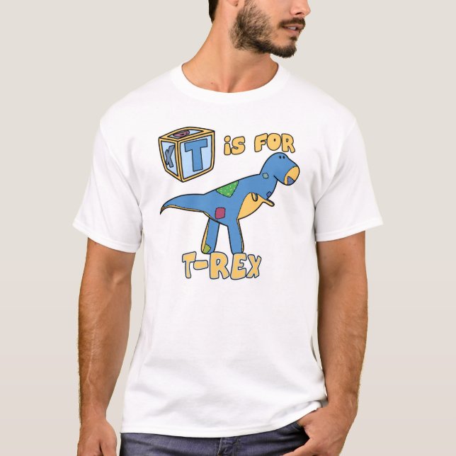 T is for T-Rex Toddler TeeShirt (White Outline) T-Shirt (Front)