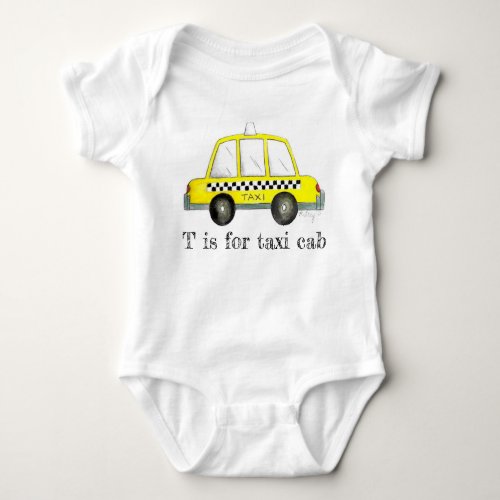 T is for Taxi Cab Yellow NYC New York City Checker Baby Bodysuit