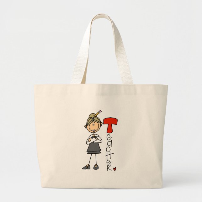 T is for Teacher Large Tote Bag (Front)