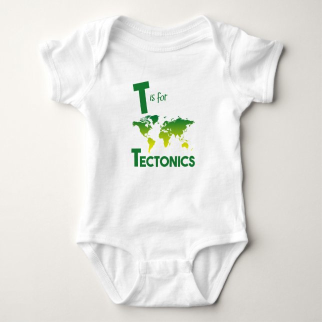 T is for Tectonics Cute Geology & Science Design Baby Bodysuit (Front)