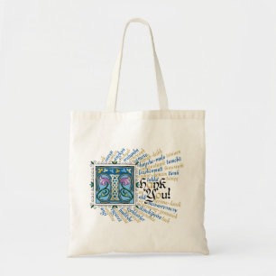 T is for Thank You Tote - Blue & Gold Bag