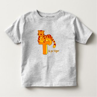 T is for Tiger orange kids animal t-shirt