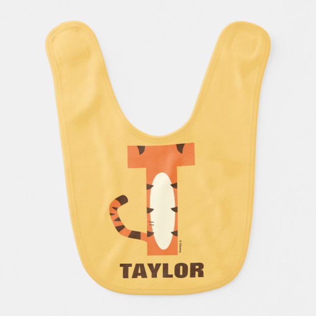 T is for Tigger | Add Your Name Baby Bib (Front)