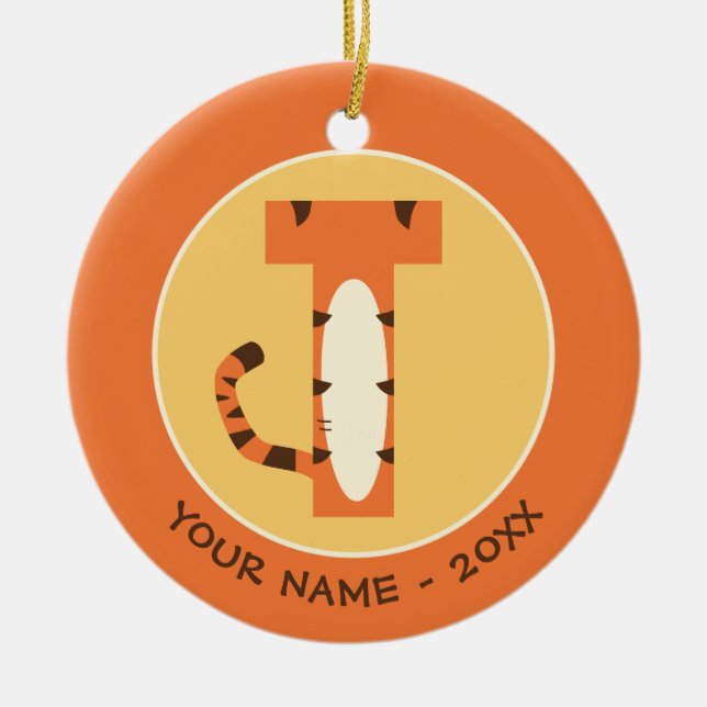 T is for Tigger | Add Your Name Ceramic Ornament (Front)