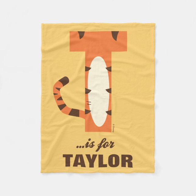 T is for Tigger | Add Your Name Fleece Blanket (Front)