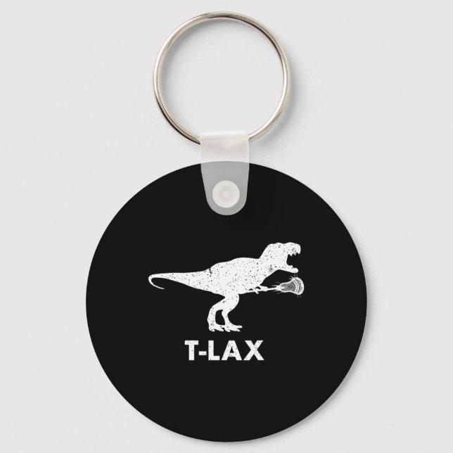 T-lax Dinosaur . Cool Dino Lax Player Lacrosse  Keychain (Front)