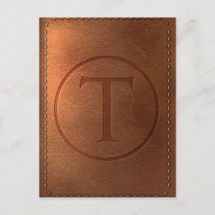 T letter leather alphabet postcard